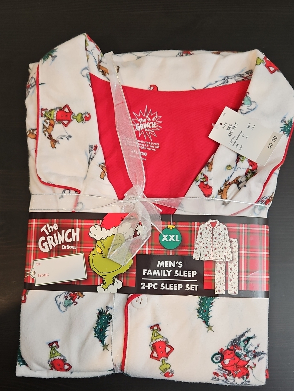The Grinch Men's White & Red 2-Piece Family Sleep Pajama Set